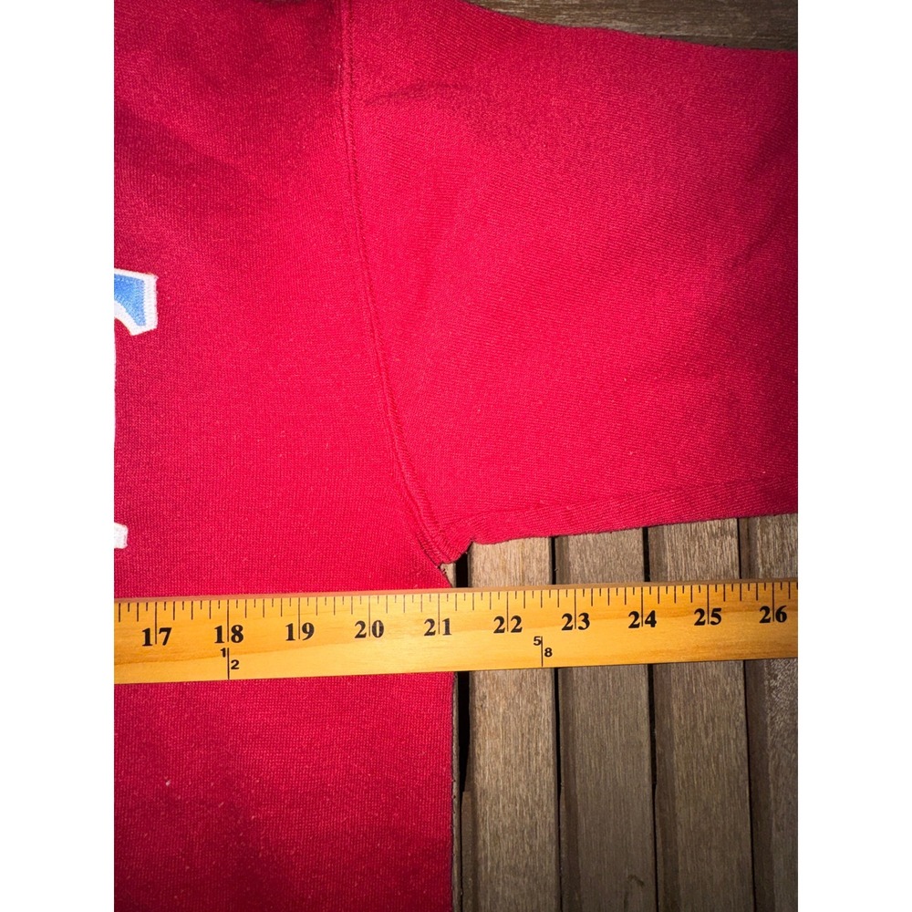Vintage 80s Russell Athletic Beta Theta Pi Hoodie Red Stitched Greek Letters M - Picture 5 of 7